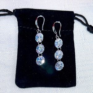 Swarovski 3 Piece .925 Silver Set  Necklace Earrings Jewelry Box